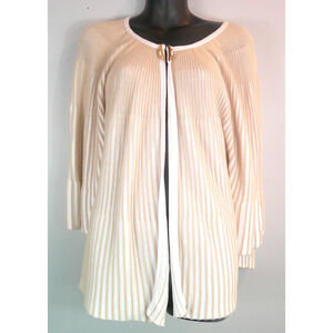 real & true Beige & Cream Women's 2x Bell, 3/4 Sleeve Cardigan